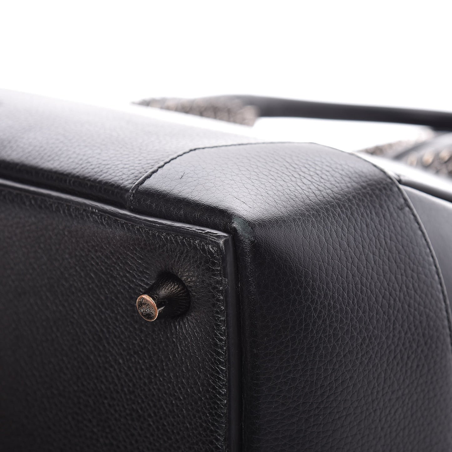 Grained Calfskin Studded Large Eloise Satchel Black