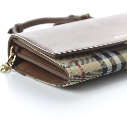 Burberry Calfskin Horseferry Check Henley Wallet On Chain Tan 6 of 9