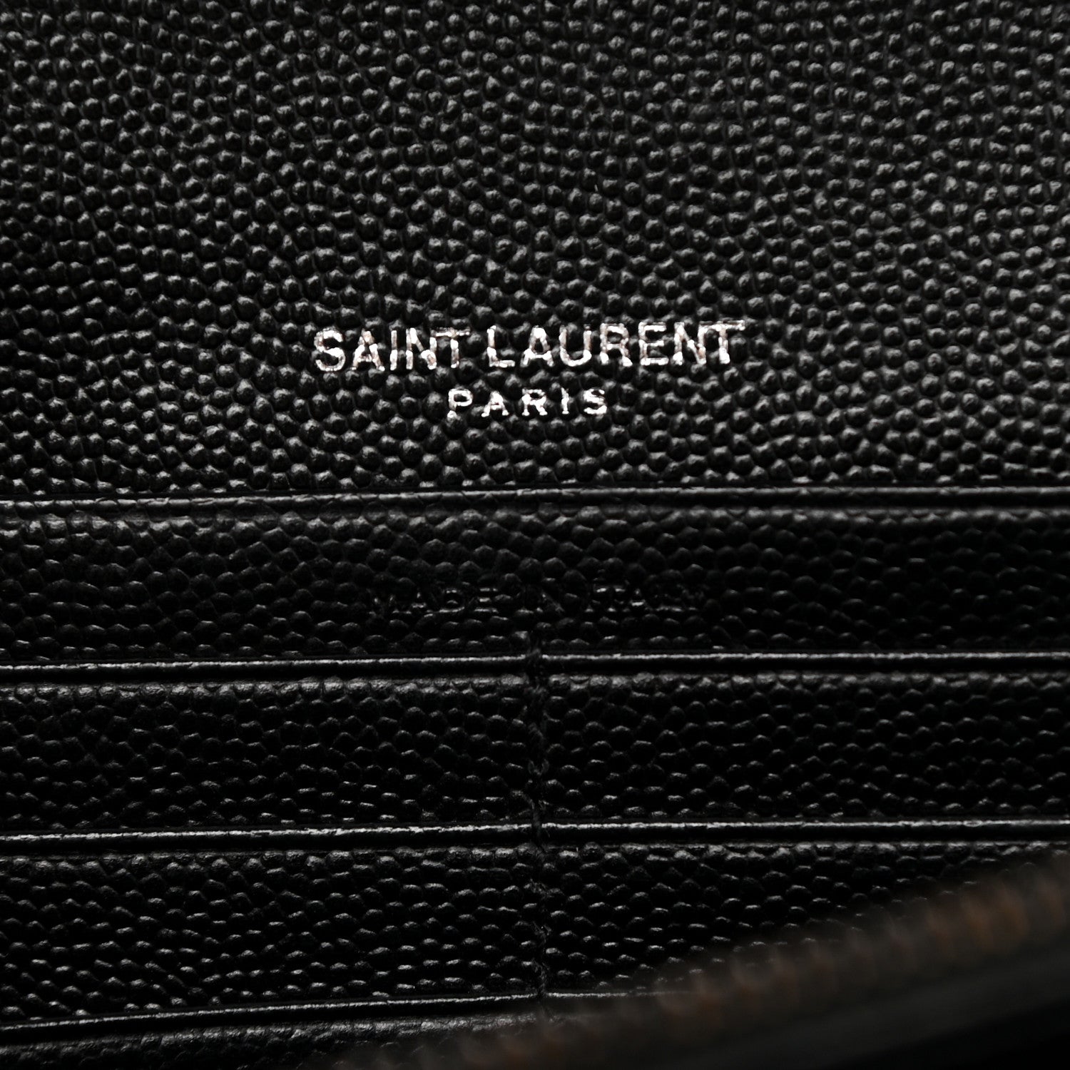 Saint Laurent Grain De Poudre Matelasse Chevron Monogram Chain Wallet Black 6 of 12
