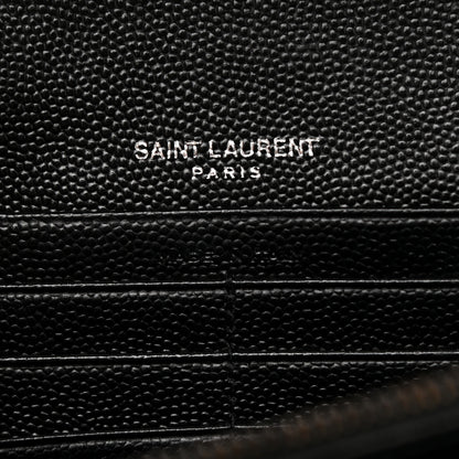 Saint Laurent Grain De Poudre Matelasse Chevron Monogram Chain Wallet Black 6 of 12
