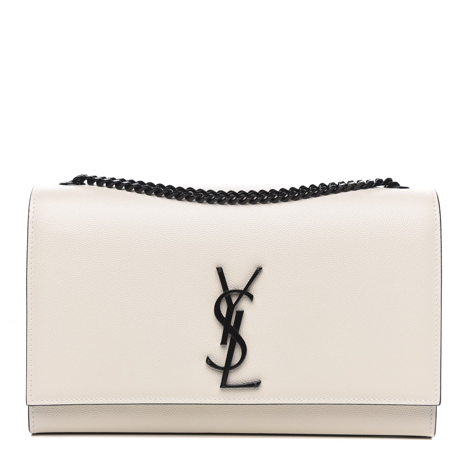 Saint Laurent Grain De Poudre Medium Classic Monogram Kate Satchel Porcellana Black 1 of 10