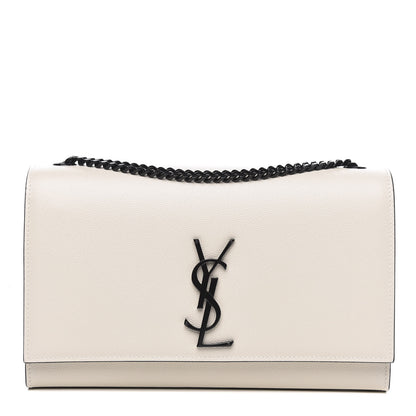 Saint Laurent Grain De Poudre Medium Classic Monogram Kate Satchel Porcellana Black 1 of 10