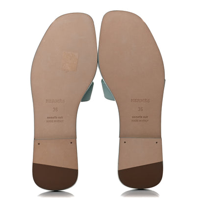 Hermes Epsom Oran Sandals 36 Vert Embrun 5 of 8