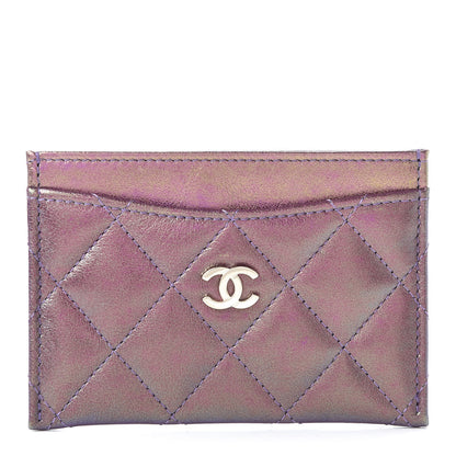 Chanel Iridescent Lambskin Quilted Card Holder Purple 1 of 10