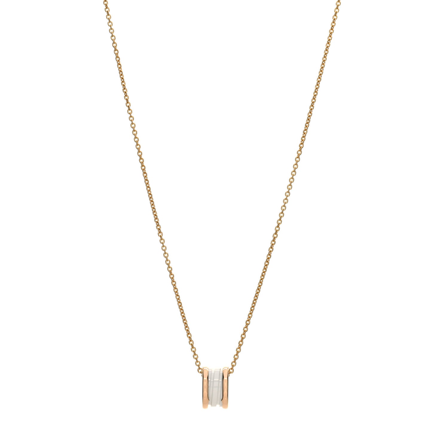 18K Rose Gold White Ceramic B.Zero1 Pendant Necklace