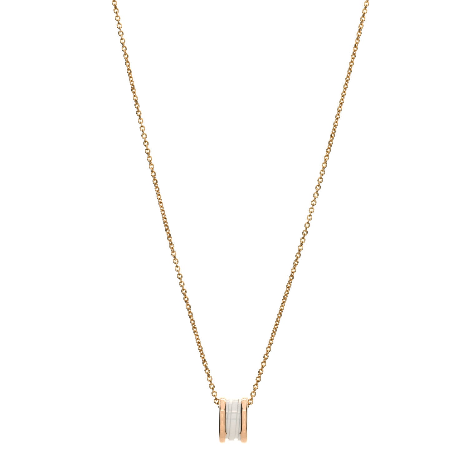 Bulgari 18K Rose Gold White Ceramic B.Zero1 Pendant Necklace 1 of 3