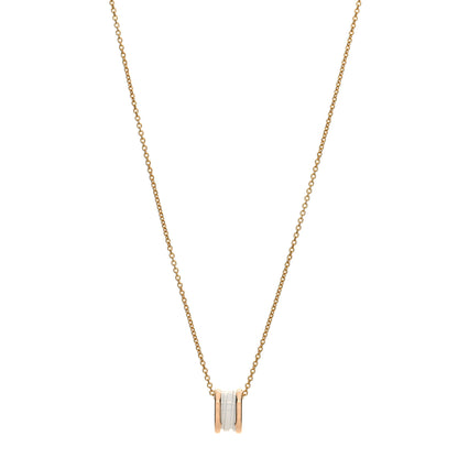Bulgari 18K Rose Gold White Ceramic B.Zero1 Pendant Necklace 1 of 3