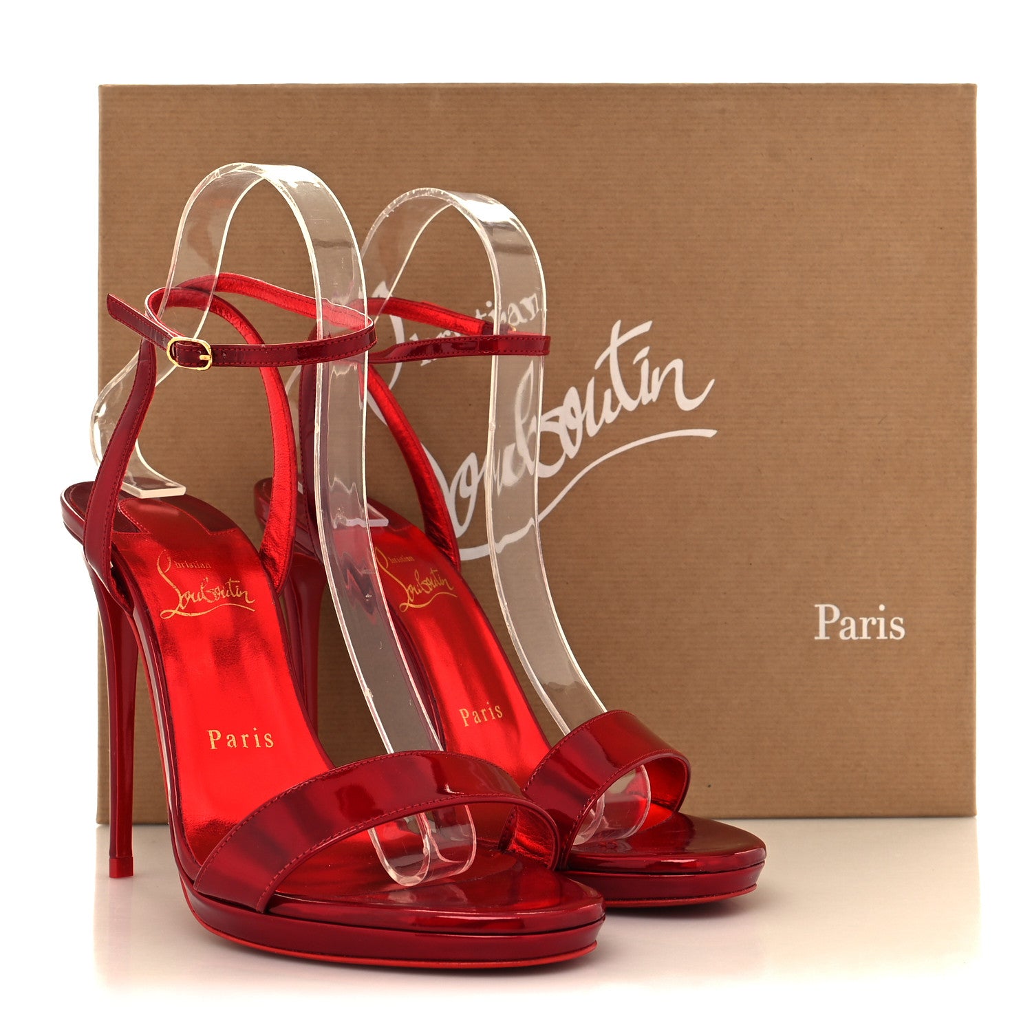 Christian Louboutin Metallic Patent Psychic Emilie 100 Slingback Sandals 37.5 Loubi 8 of 8