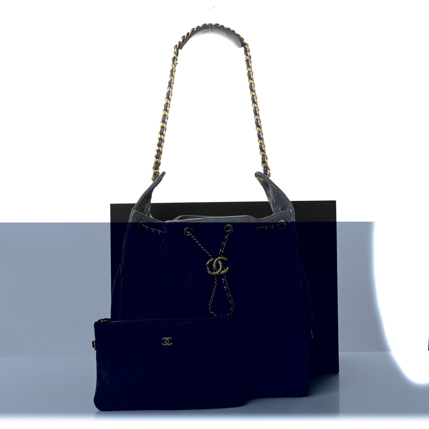Chanel Suede Quilted Medium Chanel 25 Handbag Blue 12 of 12