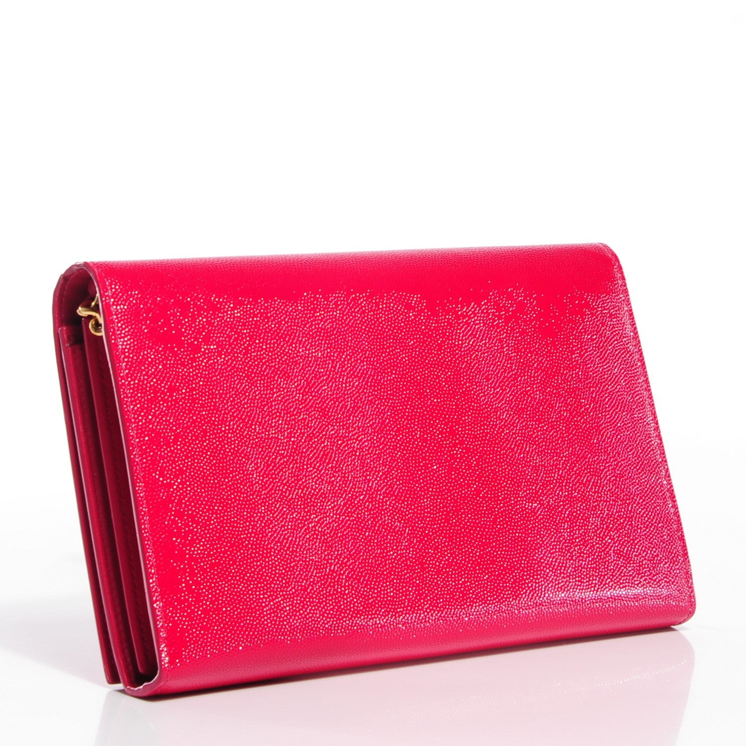 Saint Laurent Grain De Poudre Classic Letters Chain Wallet Fuchsia 2 of 7