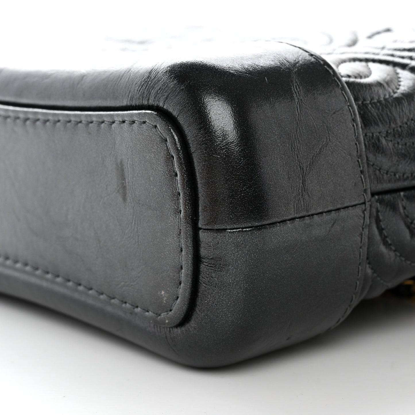 Aged Calfskin CC Quilted Small Gabrielle Hobo Black