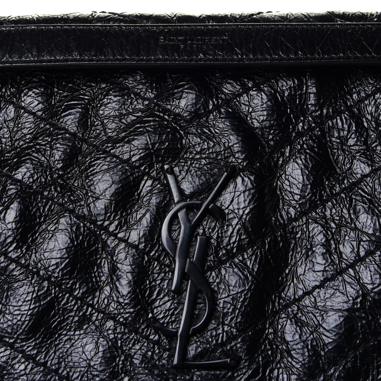 Saint Laurent Crinkled Calfskin Matelasse Monogram Medium Niki Chain Satchel Black 23 of 25