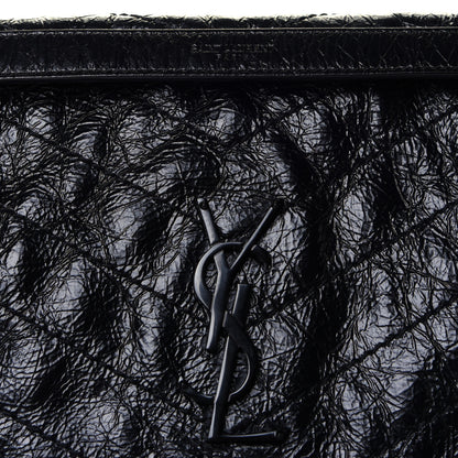 Saint Laurent Crinkled Calfskin Matelasse Monogram Medium Niki Chain Satchel Black 23 of 25