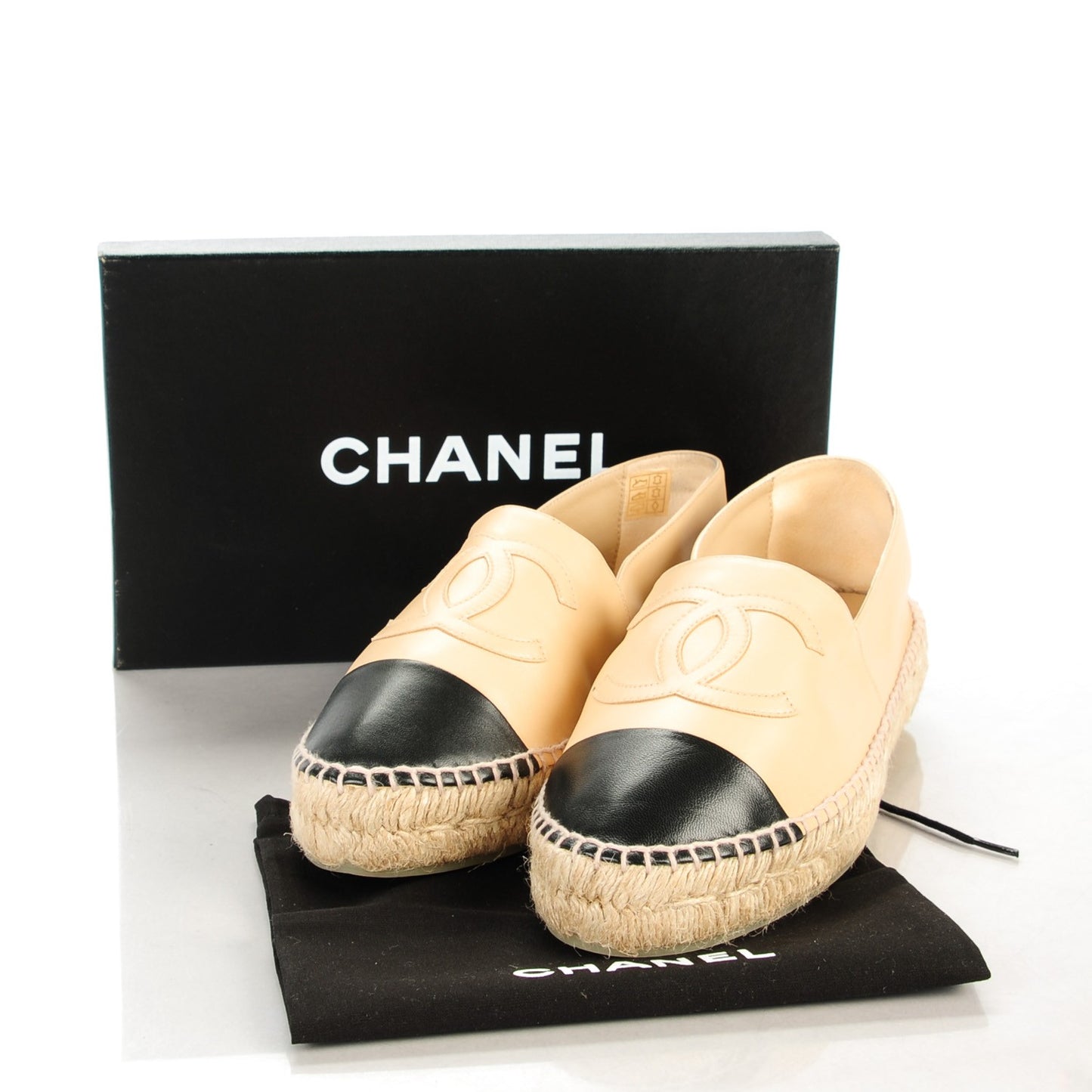 Lambskin CC Espadrilles 41 Beige Black