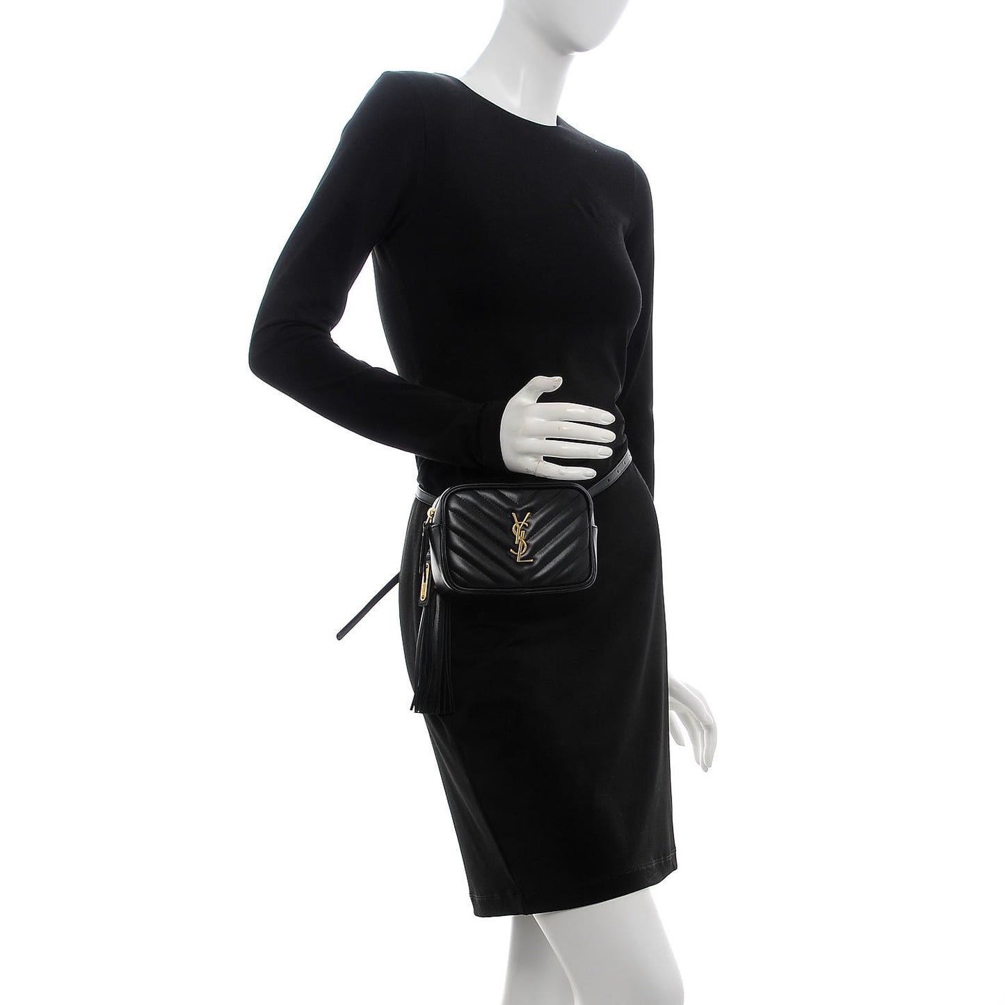 Calfskin Matelasse Monogram Lou Belt Bag Black