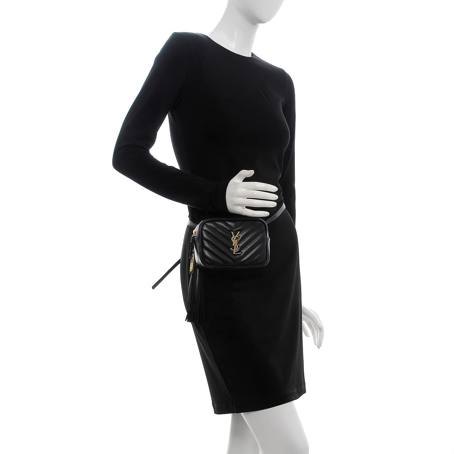 Saint Laurent Calfskin Matelasse Monogram Lou Belt Bag Black 2 of 7