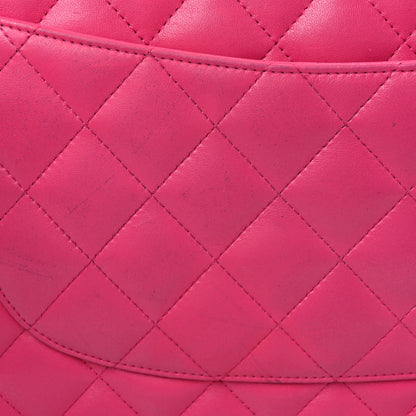 Chanel Lambskin Quilted Jumbo Double Flap Dark Pink 17 of 21