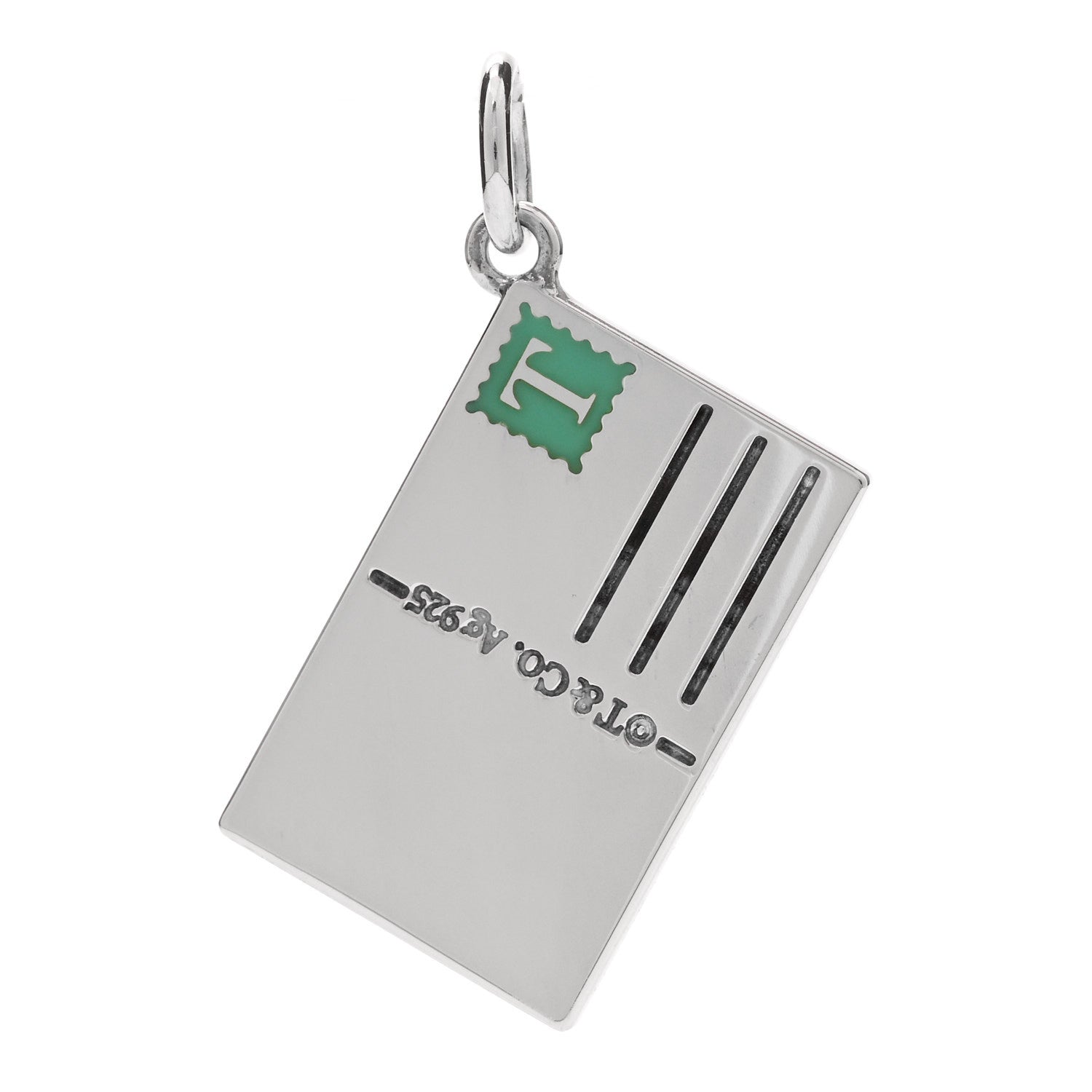 Tiffany Sterling Silver Enamel Milan Postcard Charm Blue 3 of 5