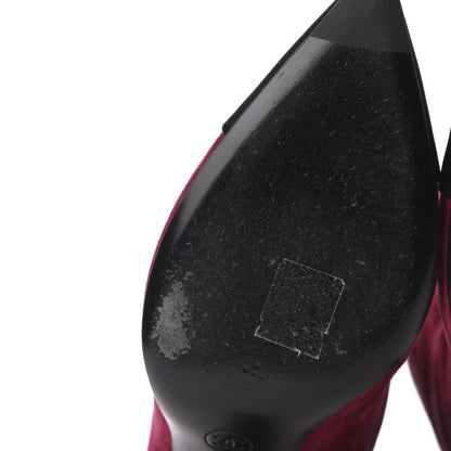 Chanel Suede Calfskin Satin Gabrielle Cap Toe Short Boots 40 Burgundy Black 9 of 10