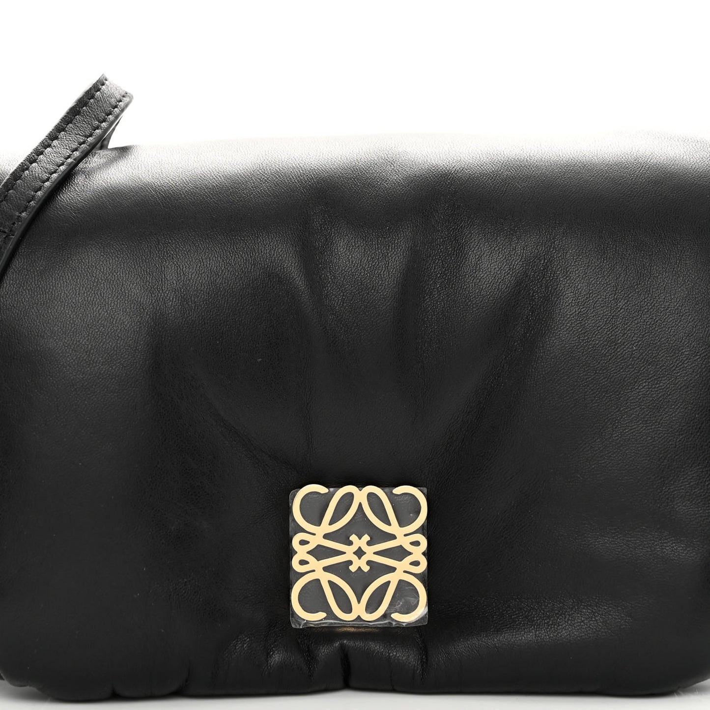 Shiny Nappa Lambskin Mini Goya Puffer Bag Black