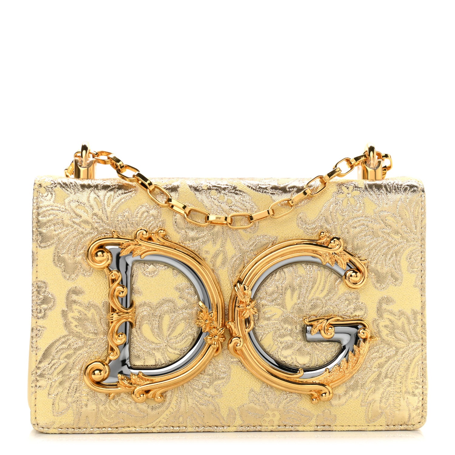 Dolce & Gabbana Brocade DG Girls Shoulder Bag Gold 1 of 9
