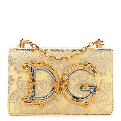 Dolce & Gabbana Brocade DG Girls Shoulder Bag Gold 1 of 9