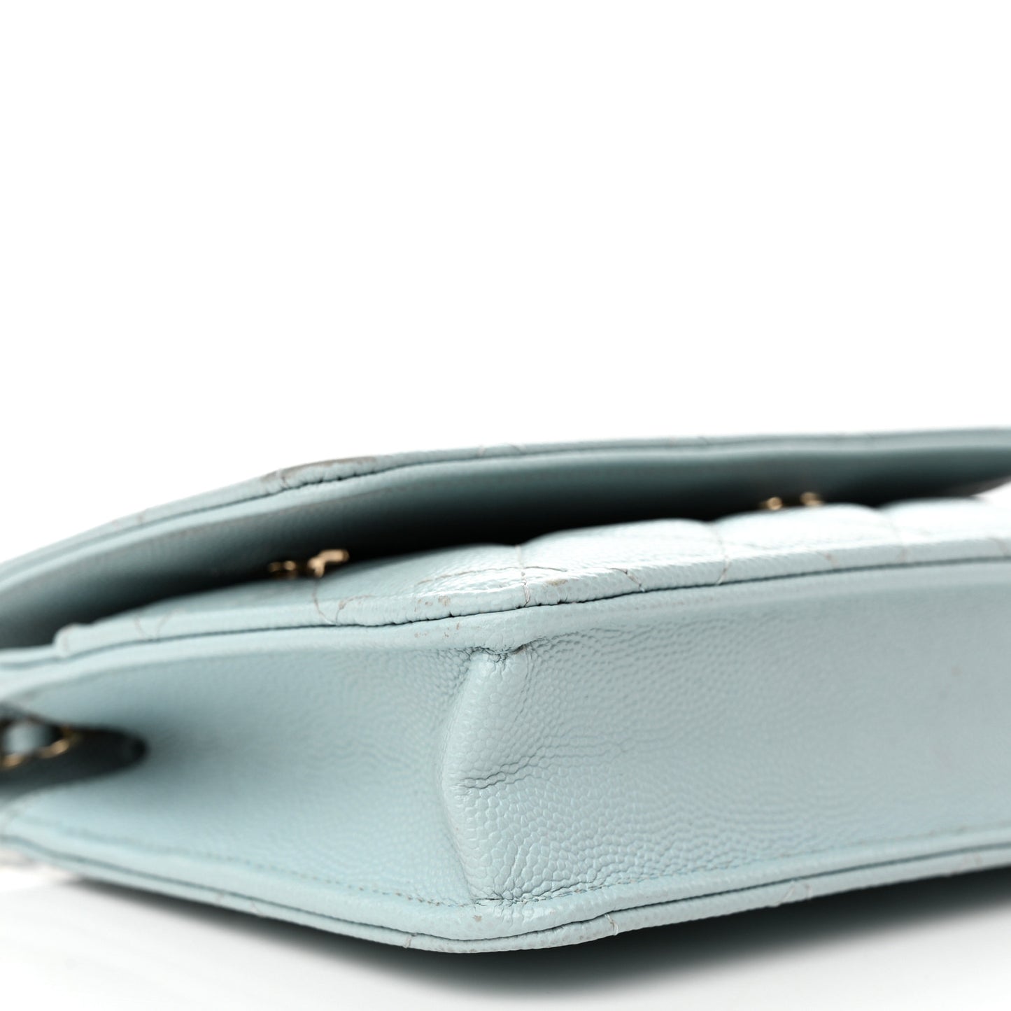 Caviar Quilted Wallet On Chain WOC Light Blue
