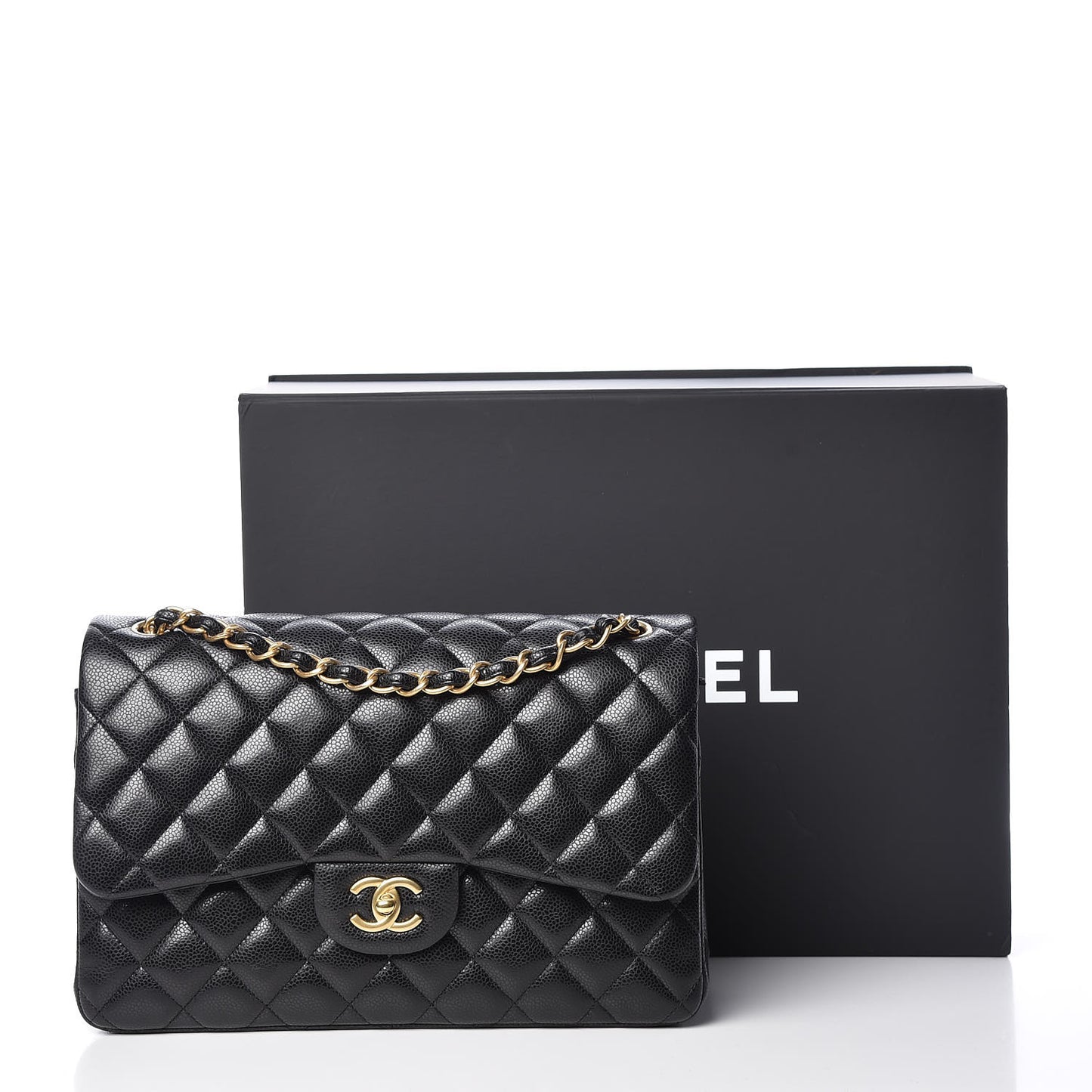 Caviar Quilted Jumbo Double Flap Black