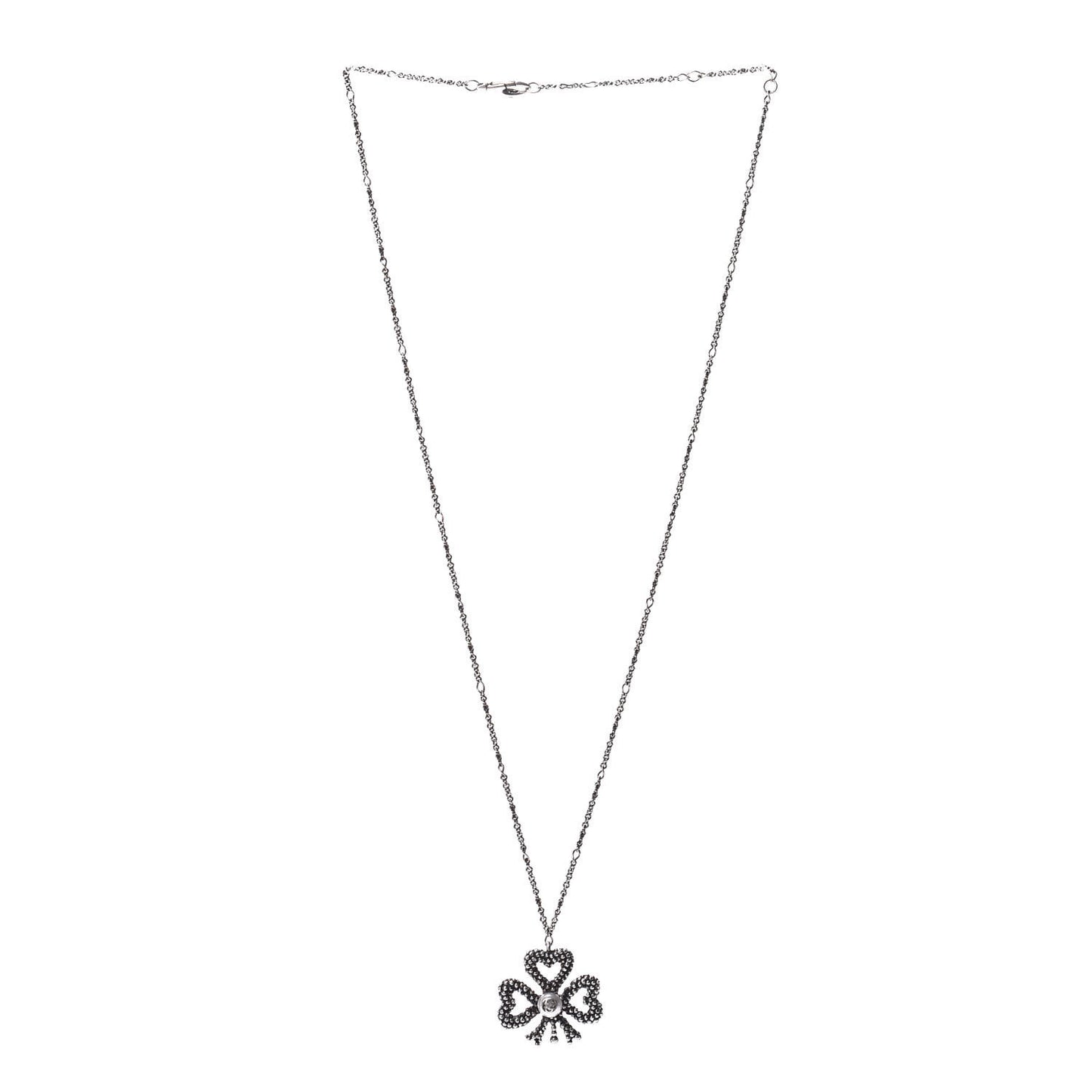Sterling Silver Heart Ribbon Pendant Necklace