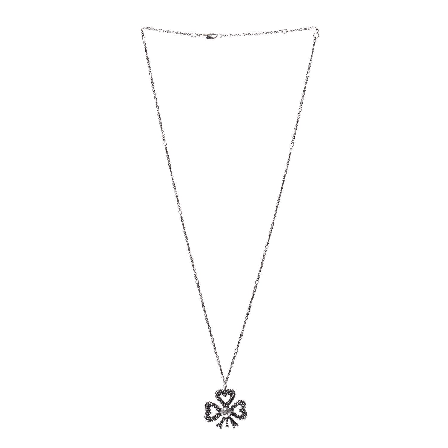 Gucci Sterling Silver Heart Ribbon Pendant Necklace 3 of 4