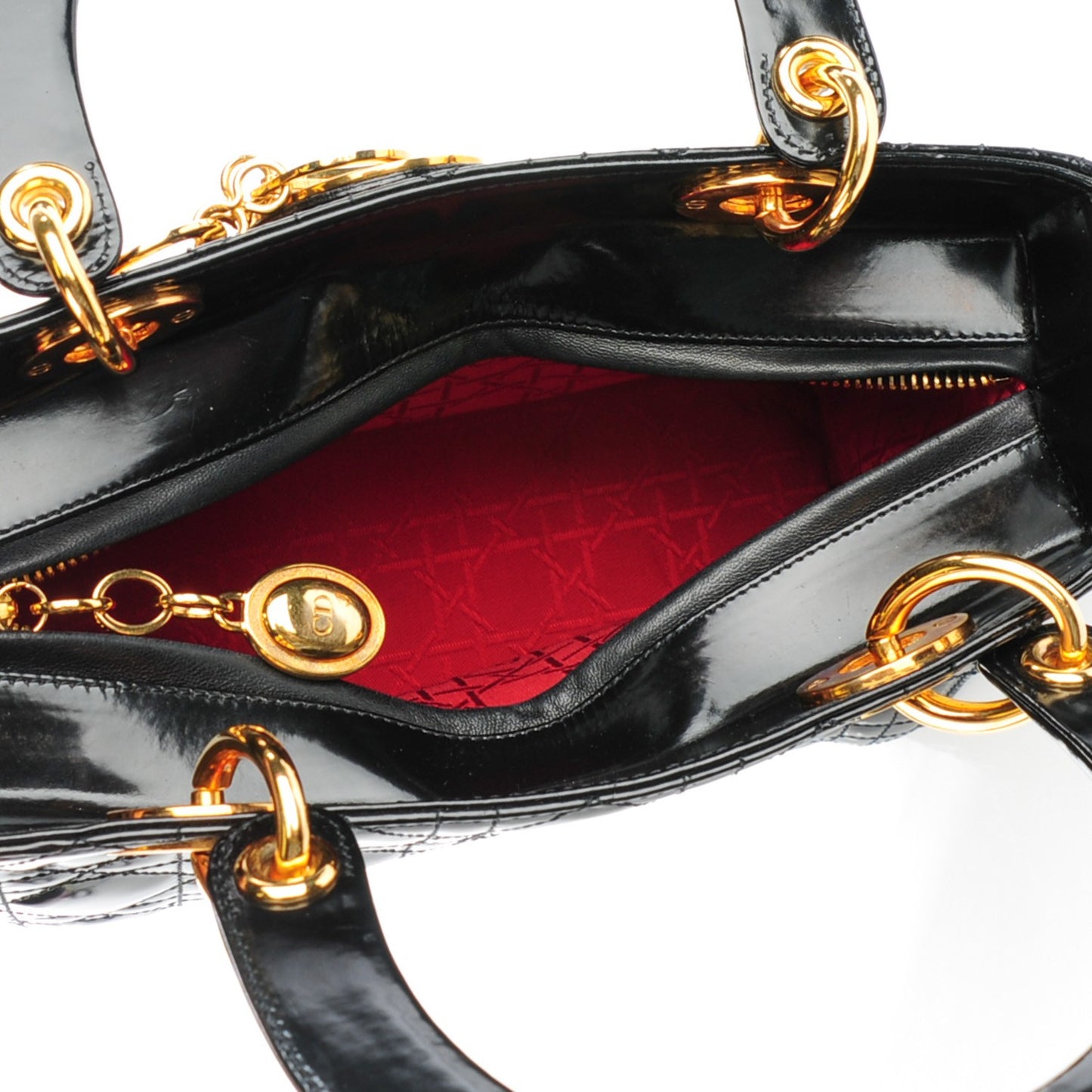 Patent Cannage Medium Lady Dior Black