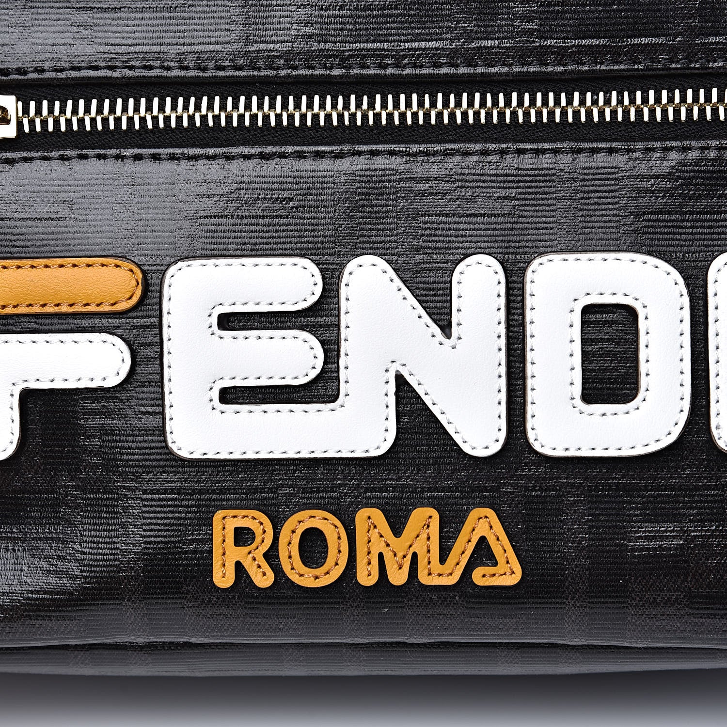 Fendi X FILA Glazed Fabric Vitello Century FF 1974 Mania Mini Backpack Black White 10 of 10