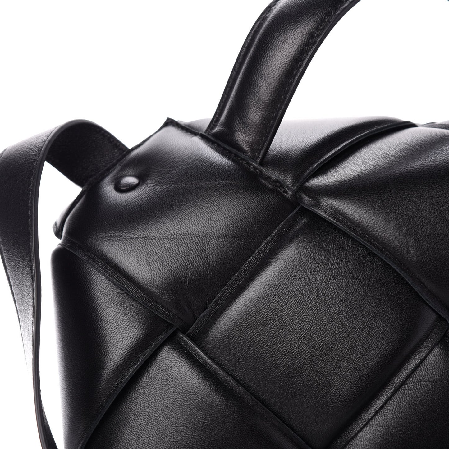Nappa Intreccio Padded Top Handle Shoulder Bag Black