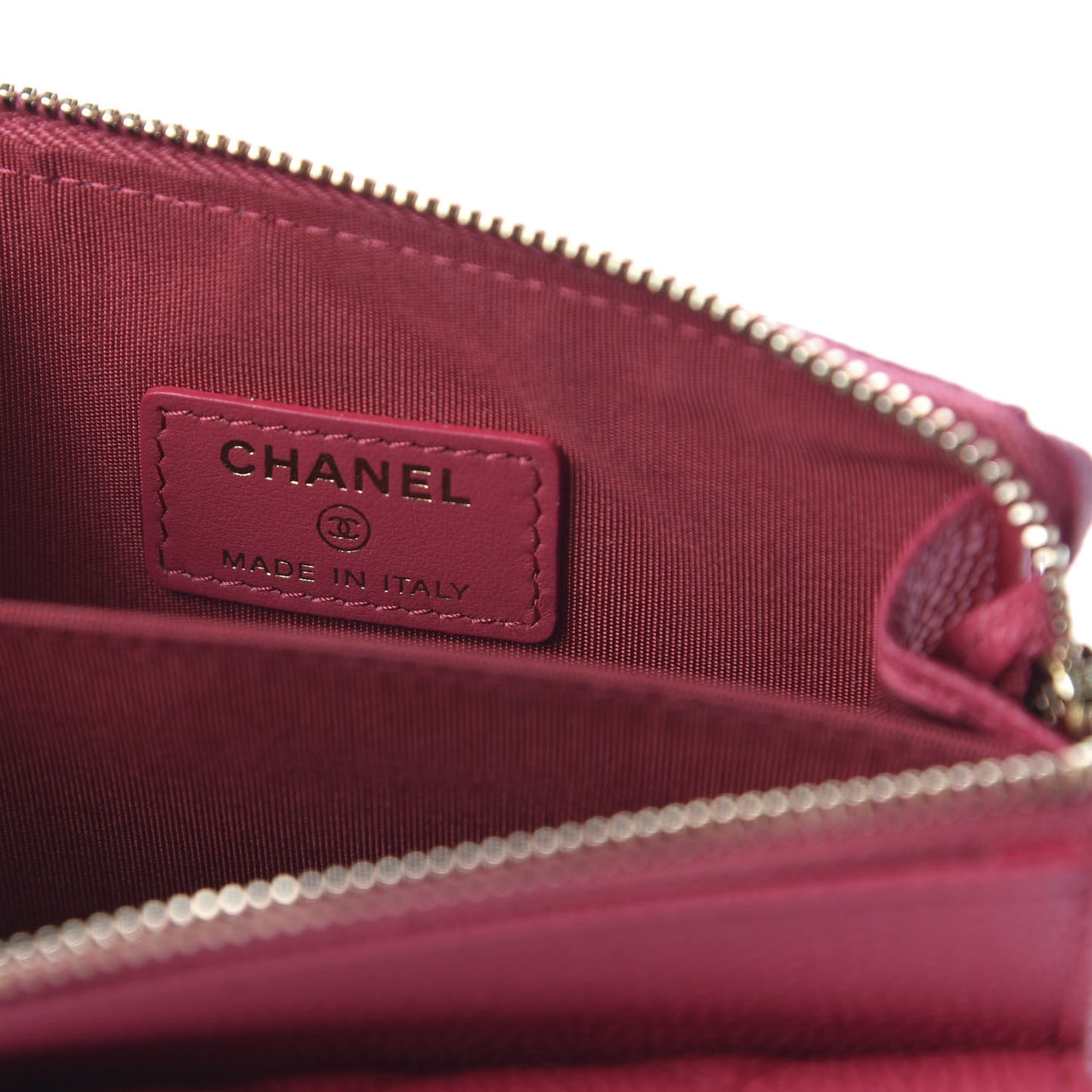 Caviar Quilted CC Phone Holder With Chain Pink