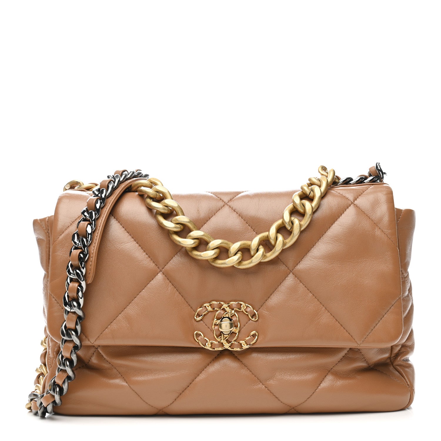Chanel Lambskin Quilted Large Chanel 19 Flap Brown 1 of 10
