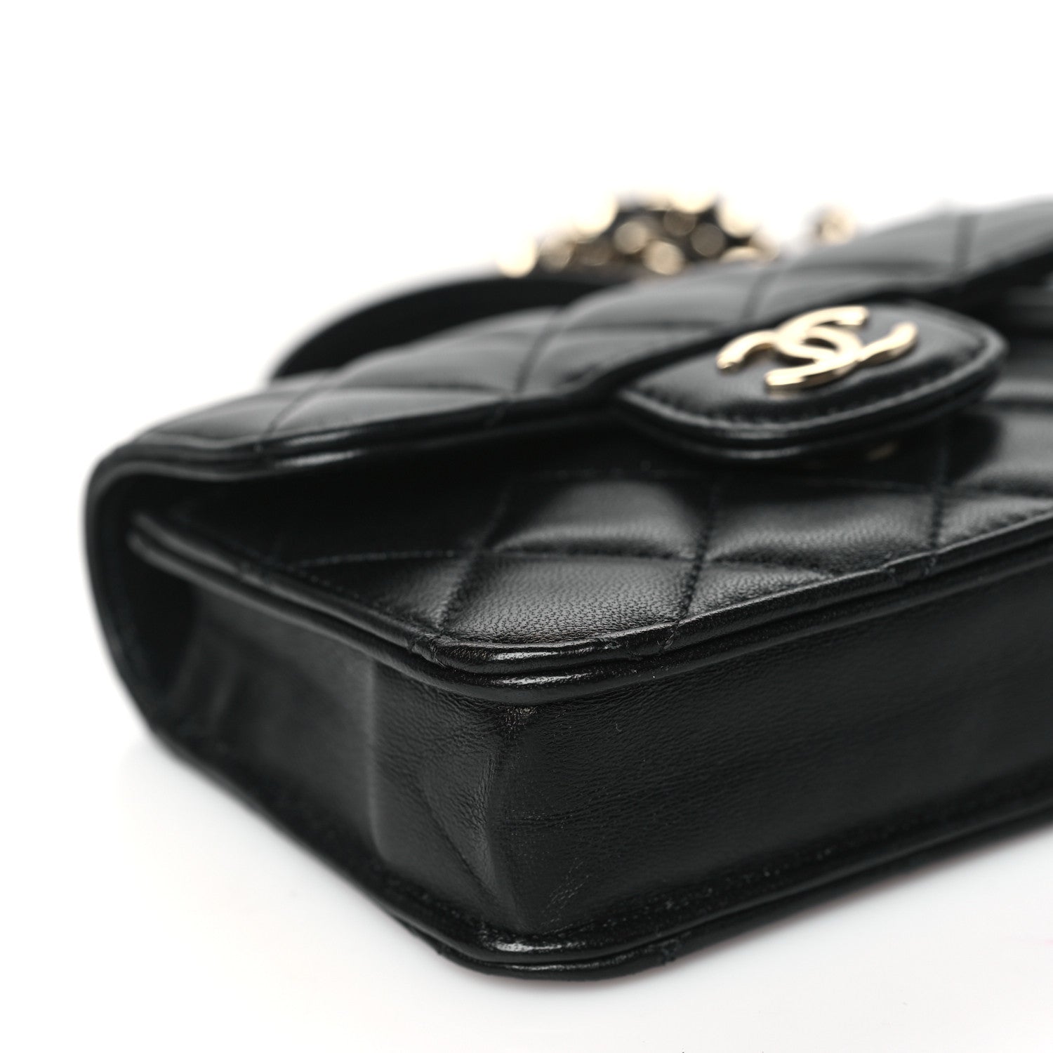 Chanel Lambskin Quilted Top Handle Flap Coin Purse With Chain Black 10 of 12
