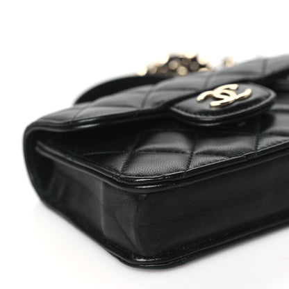 Chanel Lambskin Quilted Top Handle Flap Coin Purse With Chain Black 10 of 12