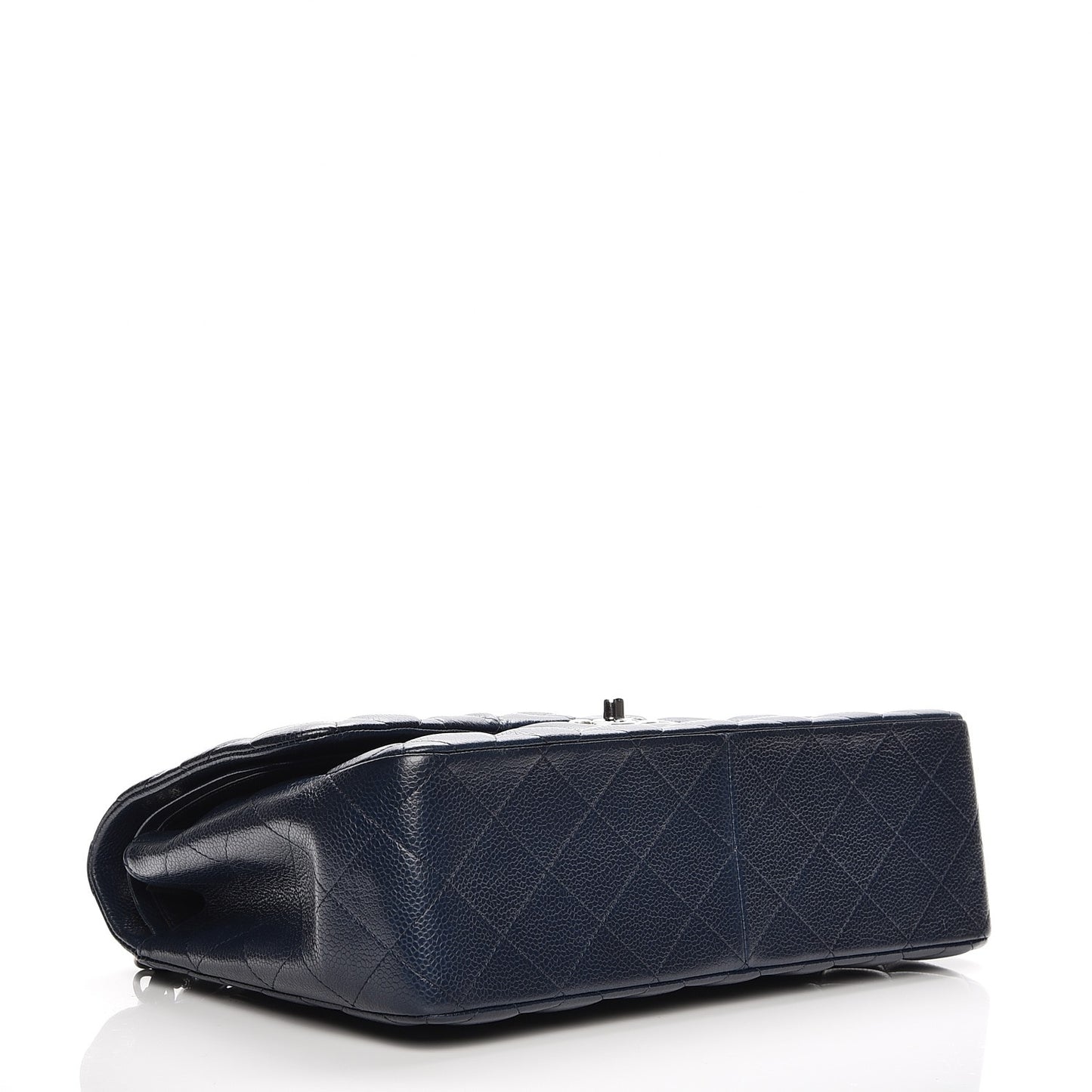 Caviar Quilted Jumbo Double Flap Navy Blue