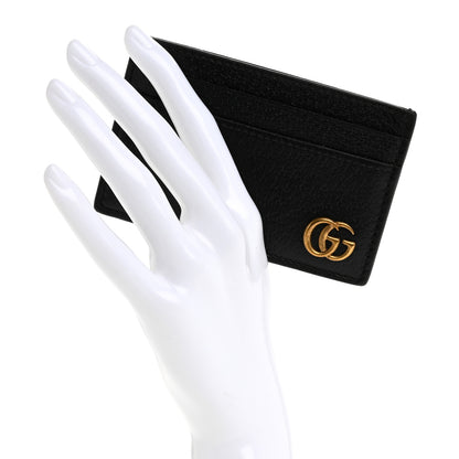 Gucci Calfskin Boar Effect GG Marmont Card Holder Black 2 of 7