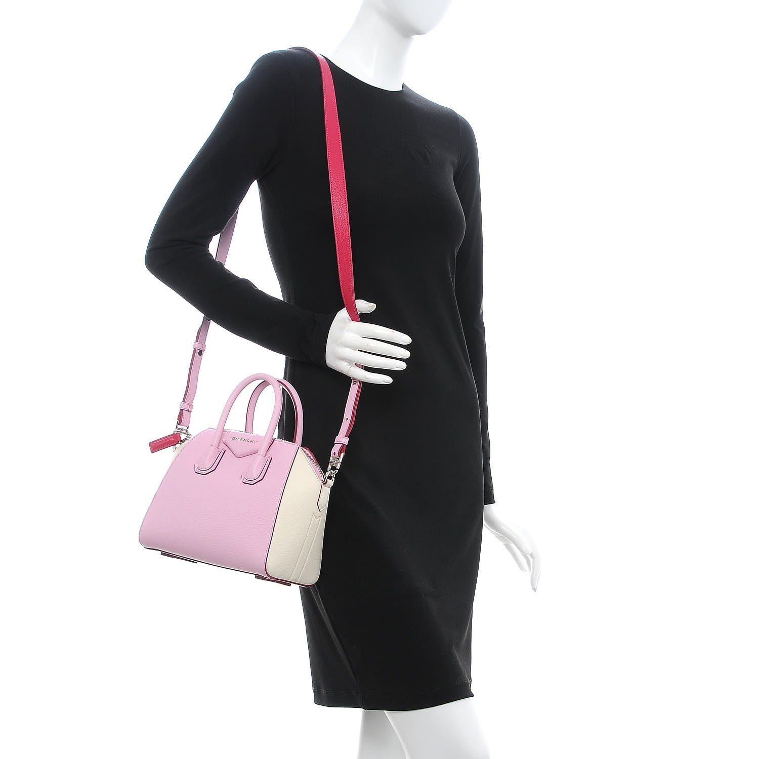 Givenchy Sugar Goatskin Mini Tri-Color Antigona Bright Pink White Fuchsia 2 of 10