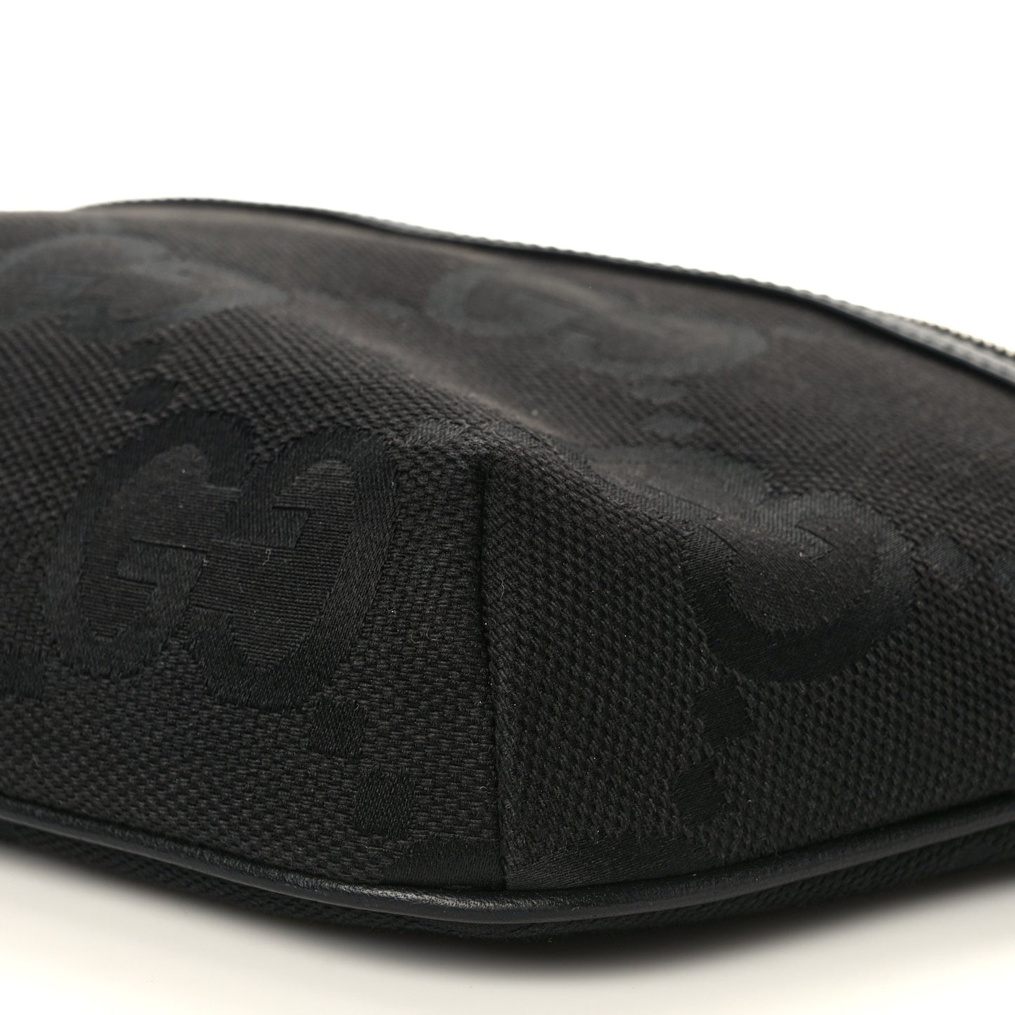 Monogram Jumbo GG Textured Dollar Calfskin Web Belt Bag Black