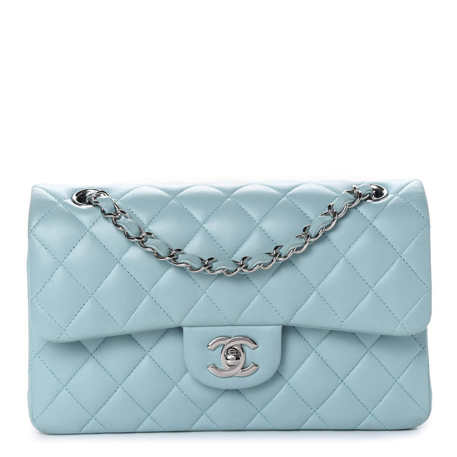 Chanel Lambskin Quilted Small Double Flap Light Blue 1 of 11