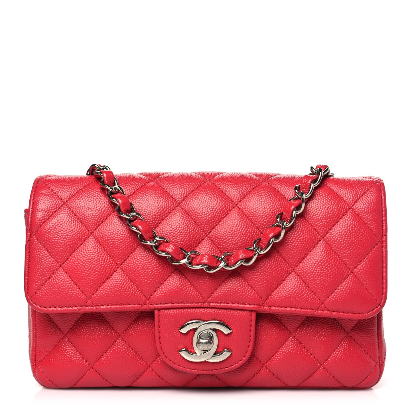 Caviar Quilted Mini Rectangular Flap Red
