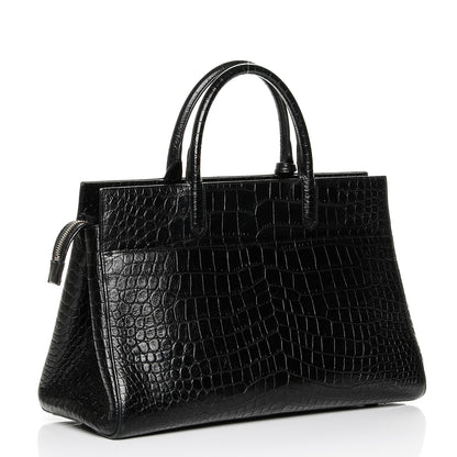 Saint Laurent Calfskin Crocodile Embossed Medium Cabas Rive Gauche Black 3 of 6
