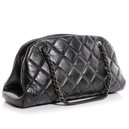 Chanel Aged Calfskin Medium Just Mademoiselle Metallic Grey 3 of 9