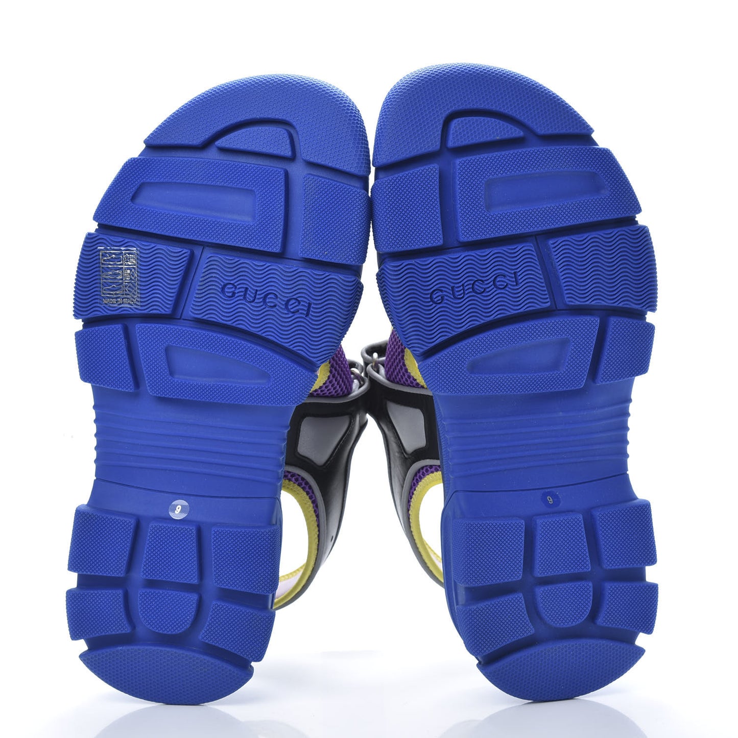 X SEGA Calfskin Mesh Mens Aguru Sandals 9 Black Blue Purple