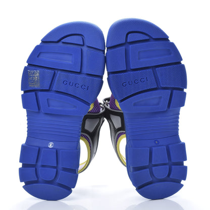 Gucci X SEGA Calfskin Mesh Mens Aguru Sandals 9 Black Blue Purple 5 of 8