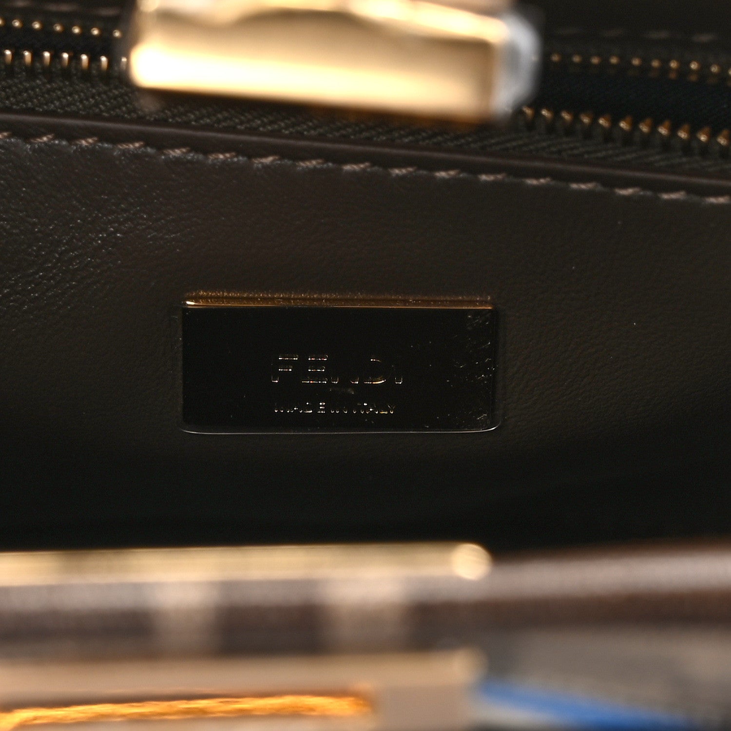 Fendi Glazed Fabric Vitello FF 1974 Hairdo Girls Inlay Mini Peekaboo Iconic Satchel Mogano Panna Multicolor 6 of 9