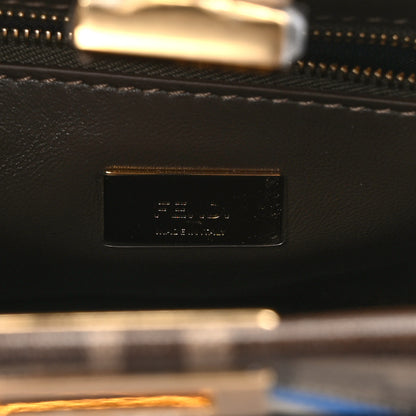 Fendi Glazed Fabric Vitello FF 1974 Hairdo Girls Inlay Mini Peekaboo Iconic Satchel Mogano Panna Multicolor 6 of 9