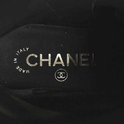 Chanel Calfskin Quilted CC Logo Mid Calf Boots 39 Black 8 of 9